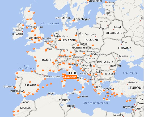 carte réseau ligne avion Easyjet low cost France Europe
